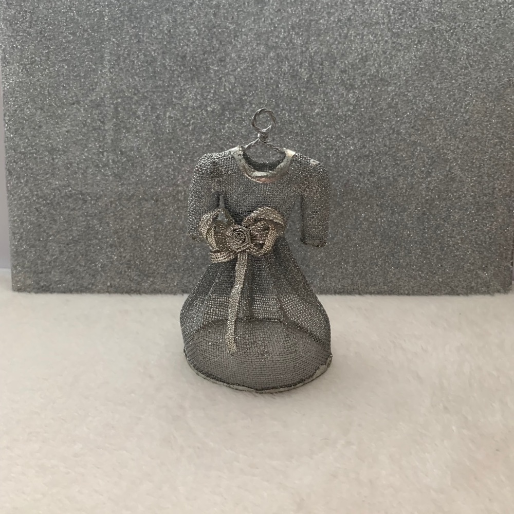 Vintage Rare Silver colored Vintage dress Ornament